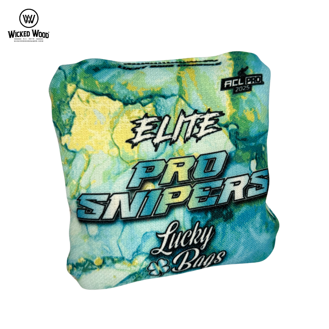 Lucky Bags Pro Sniper Elite 2025 - ACL Pro - 1x4 Cornhole Bags Cornhole Bags Lucky Bags Blue/Green