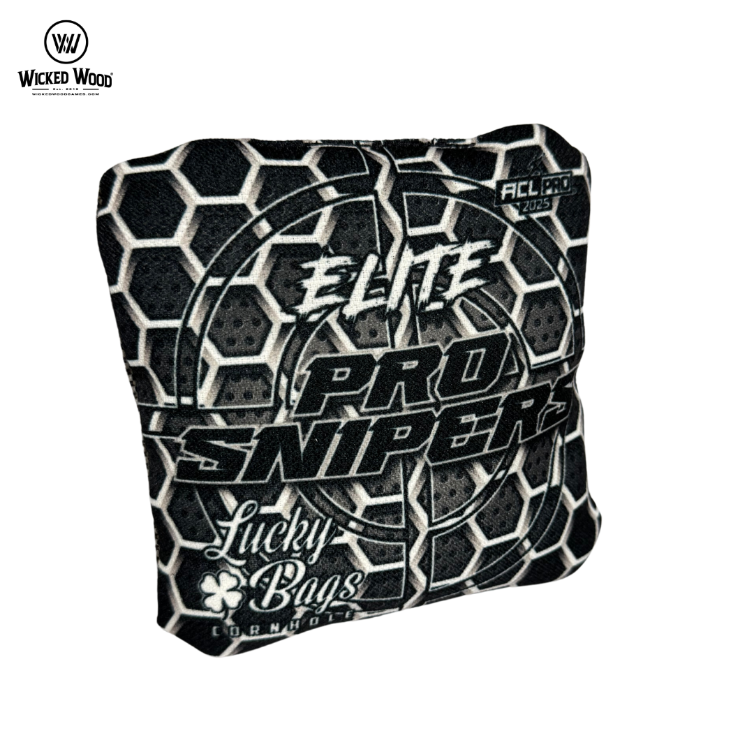Lucky Bags Pro Sniper Elite 2025 - ACL Pro - 1x4 Cornhole Bags Cornhole Bags Lucky Bags Hex White