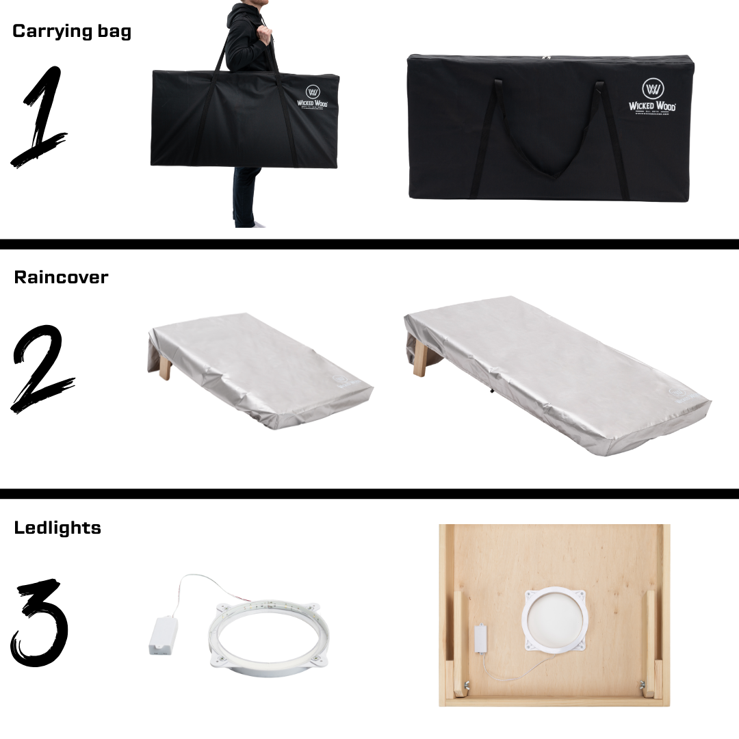 Cornhole Starting Kit - 12mm / 15mm - 120x60 - 1x Board / 2x4 Bags Cornhole sets Wicked Wood Games