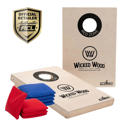 Cornhole Set - 90x60 - Black Red Zone Design Cornhole sets Wicked Wood Games