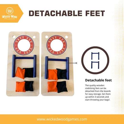 Cornhole Mini Set - Red Zone Style (60x30cm) Cornhole Set Wicked Wood Games