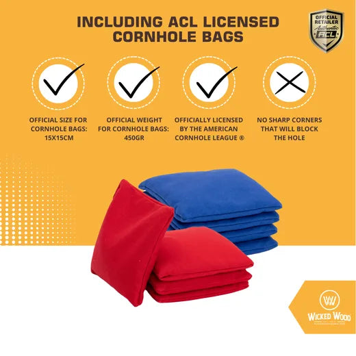 Cornhole Set - 90x60 - Black Red Zone Design Cornhole sets Wicked Wood Games