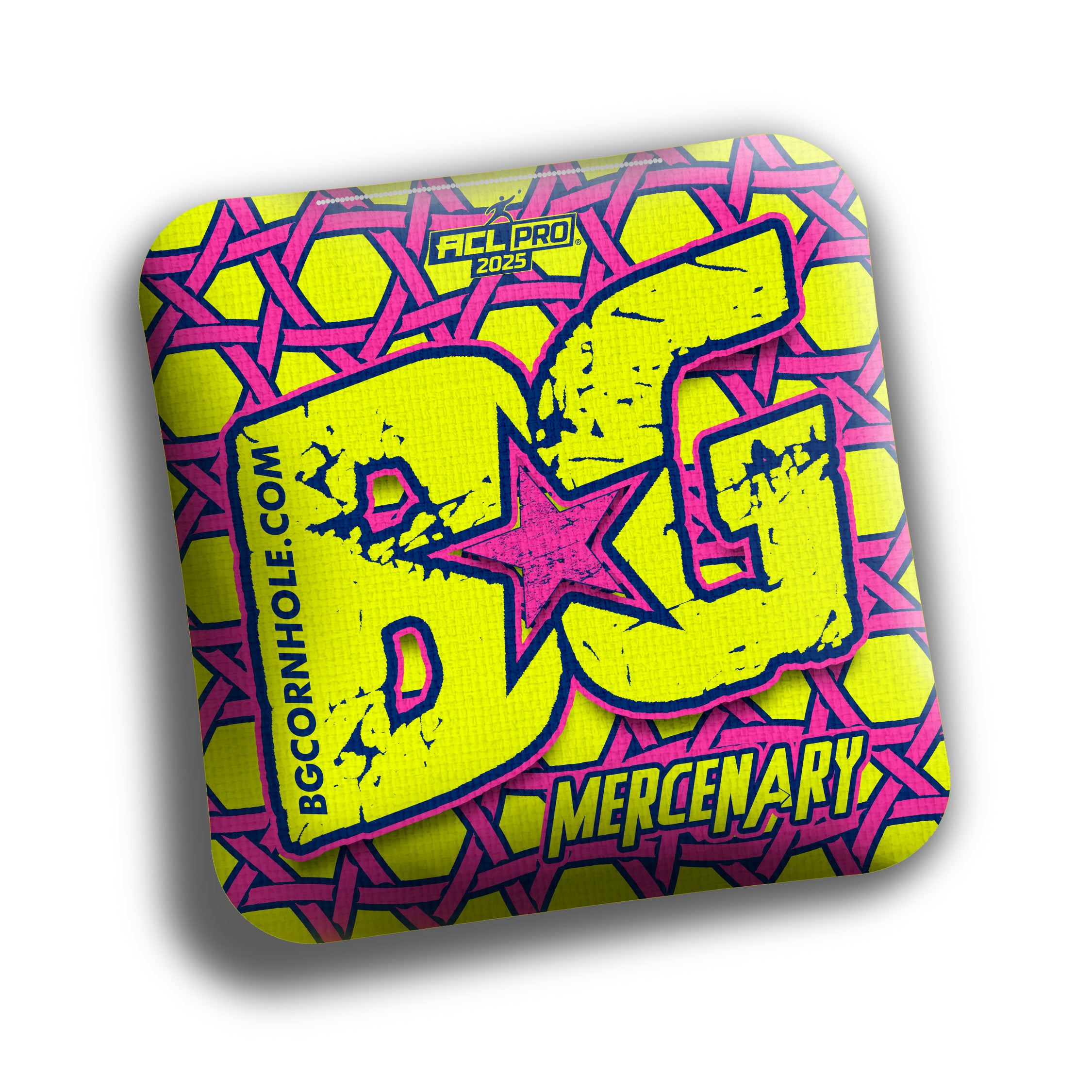 BG Mercenary - ACL Pro 2025 - 1x4 Cornhole Bags Cornhole Bags BG Cornhole Pink/Yellow
