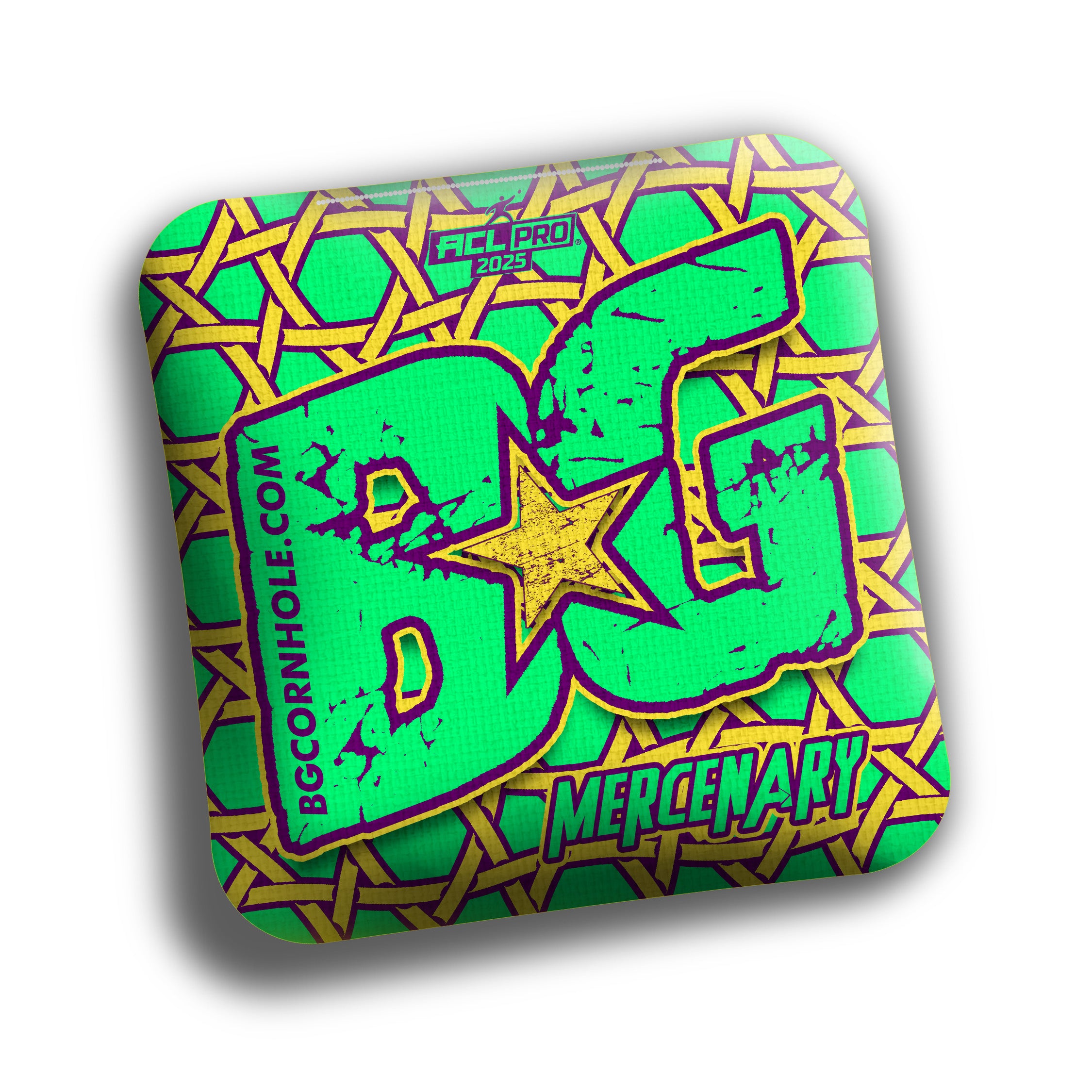 BG Mercenary - ACL Pro 2025 - 1x4 Cornhole Bags Cornhole Bags BG Cornhole Green/Yellow