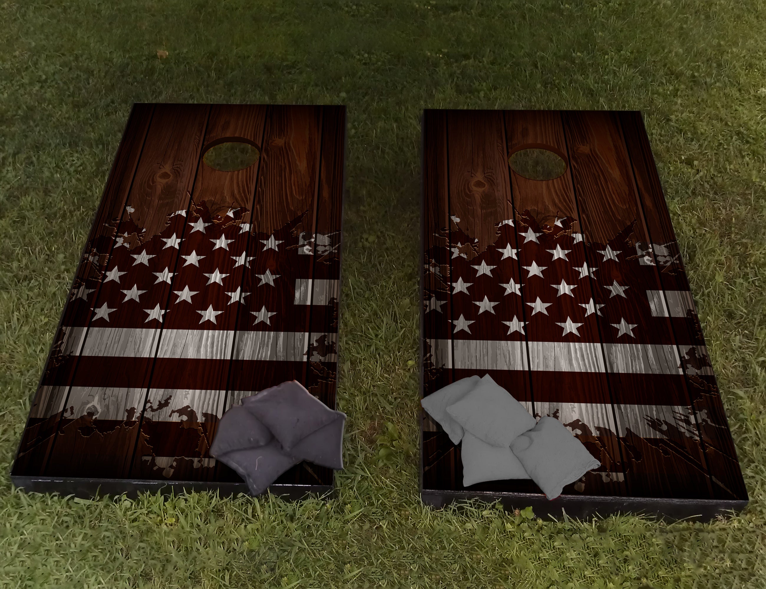 Cornhole Set - USA Flag Wood - 120x60cm Cornhole sets Wicked Wood Games